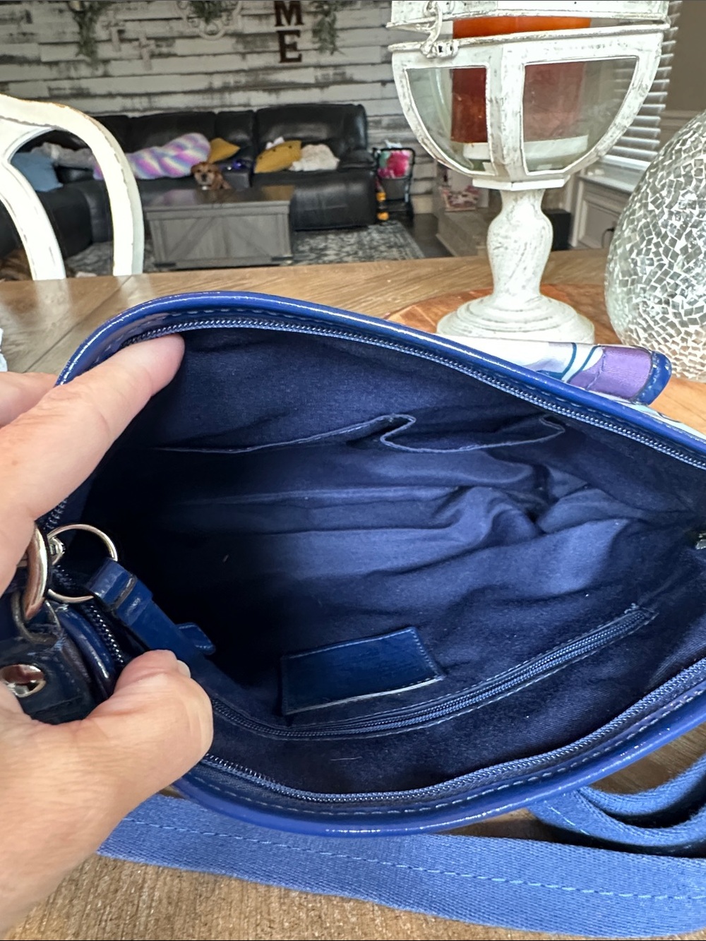 Coach Geometric Print Crossbody in Teal, Purple & Navy - Picture 8 of 11